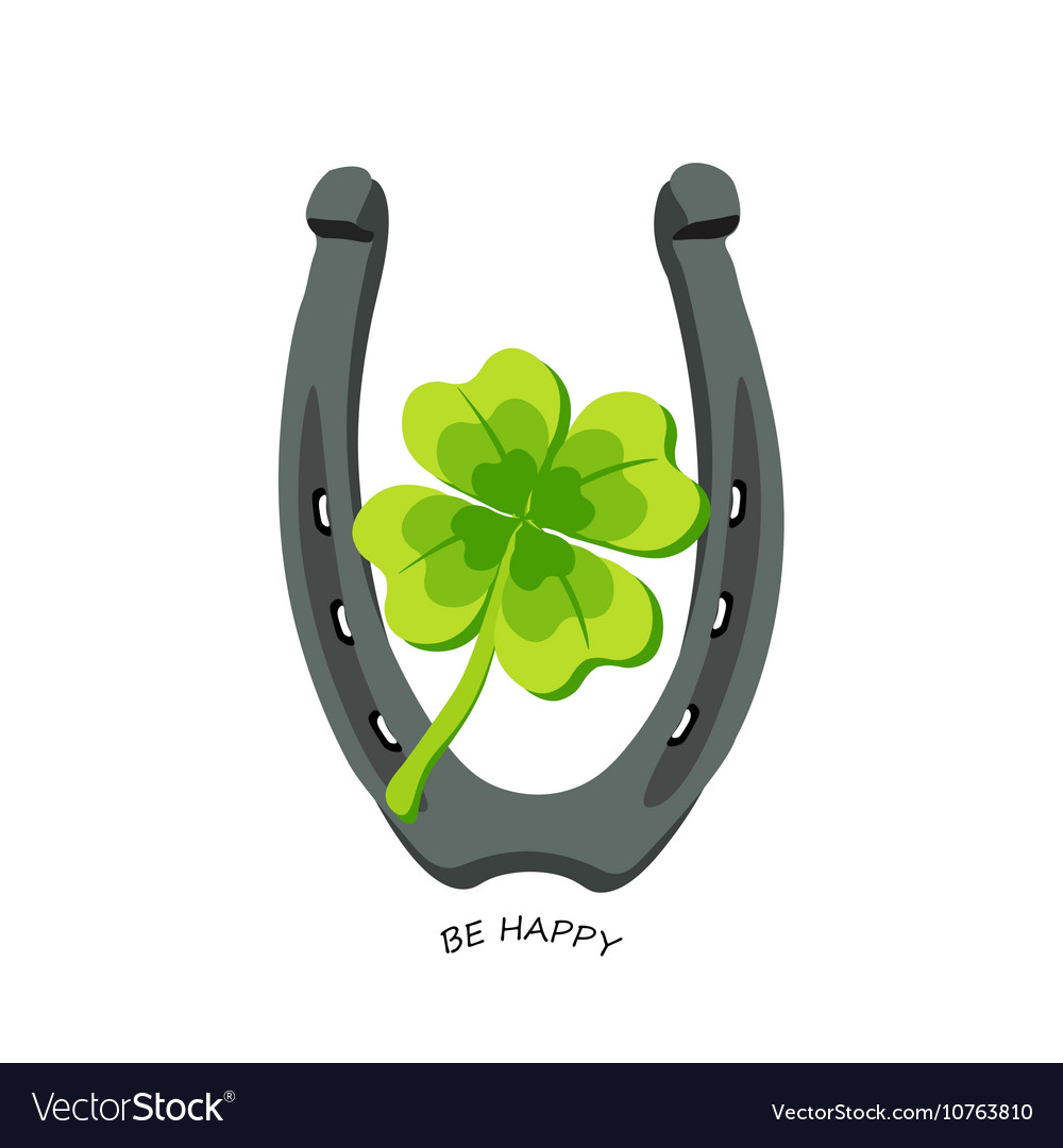 Uncategorized Lucky Symbol horseshoe and four leaf clover lucky symbol be vector image image