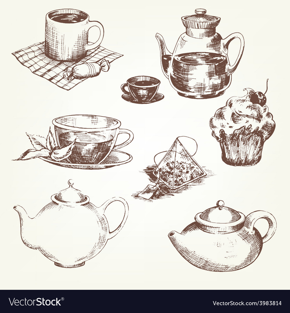 Tea set Royalty Free Vector Image - VectorStock