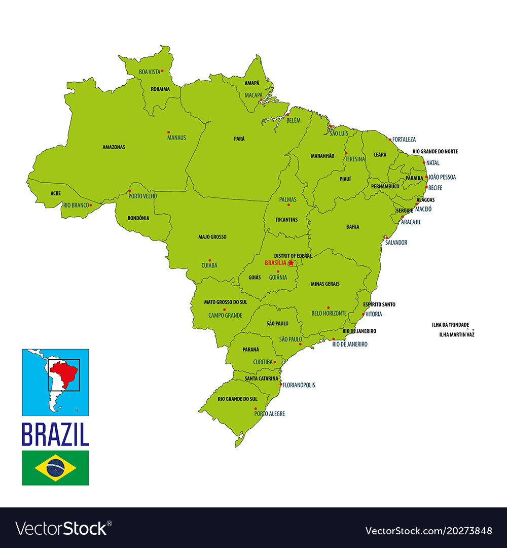 Political Map Of Brazil Royalty Free Vector Image