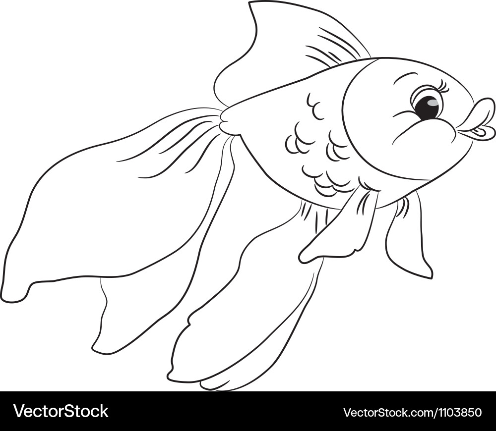 Coloring cartoon goldfish Royalty Free Vector Image
