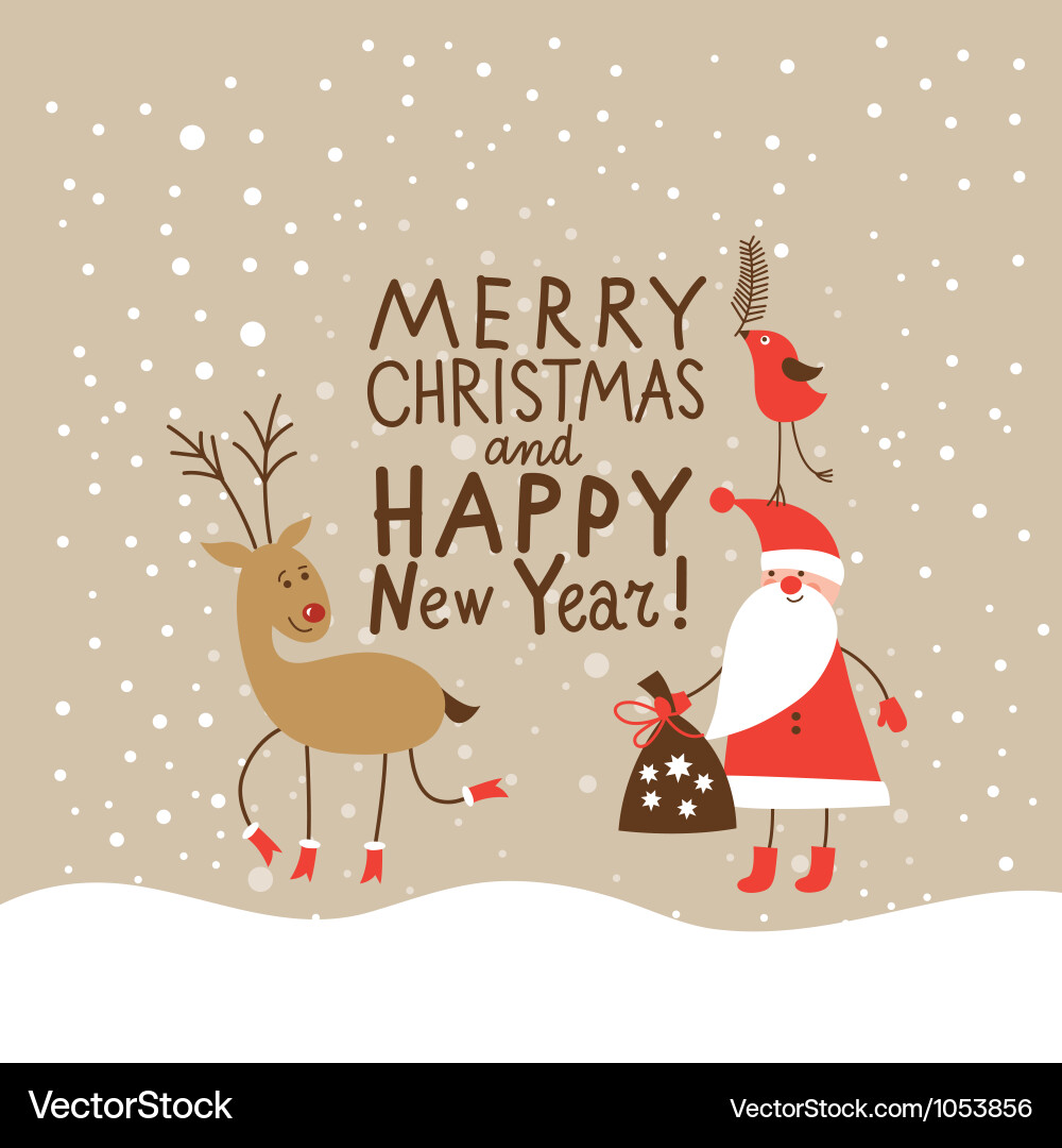 Christmas card with handwritten text Royalty Free Vector