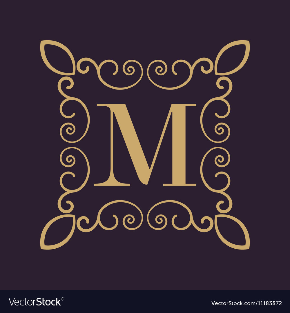 Download Monogram letter M Calligraphic ornament Gold Royalty Free Vector Image - VectorStock