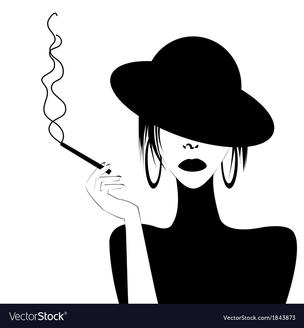 Download Abstract portrait of a sexy woman smoking Vector Image