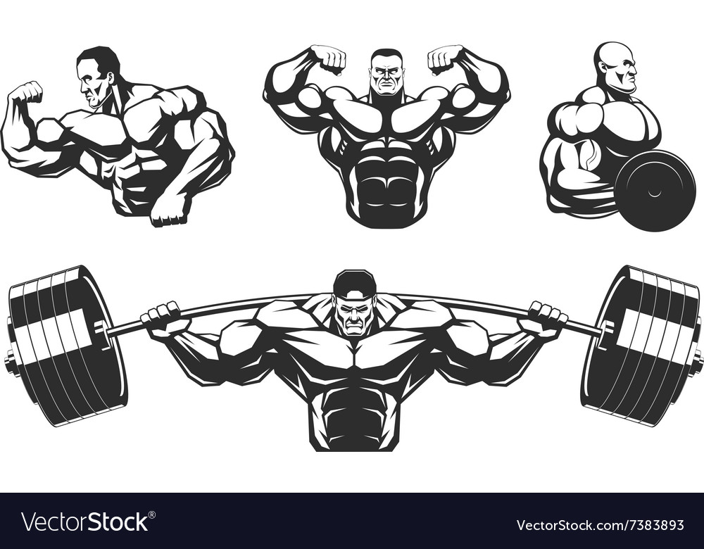 Silhouettes athletes bodybuilding Royalty Free Vector Image