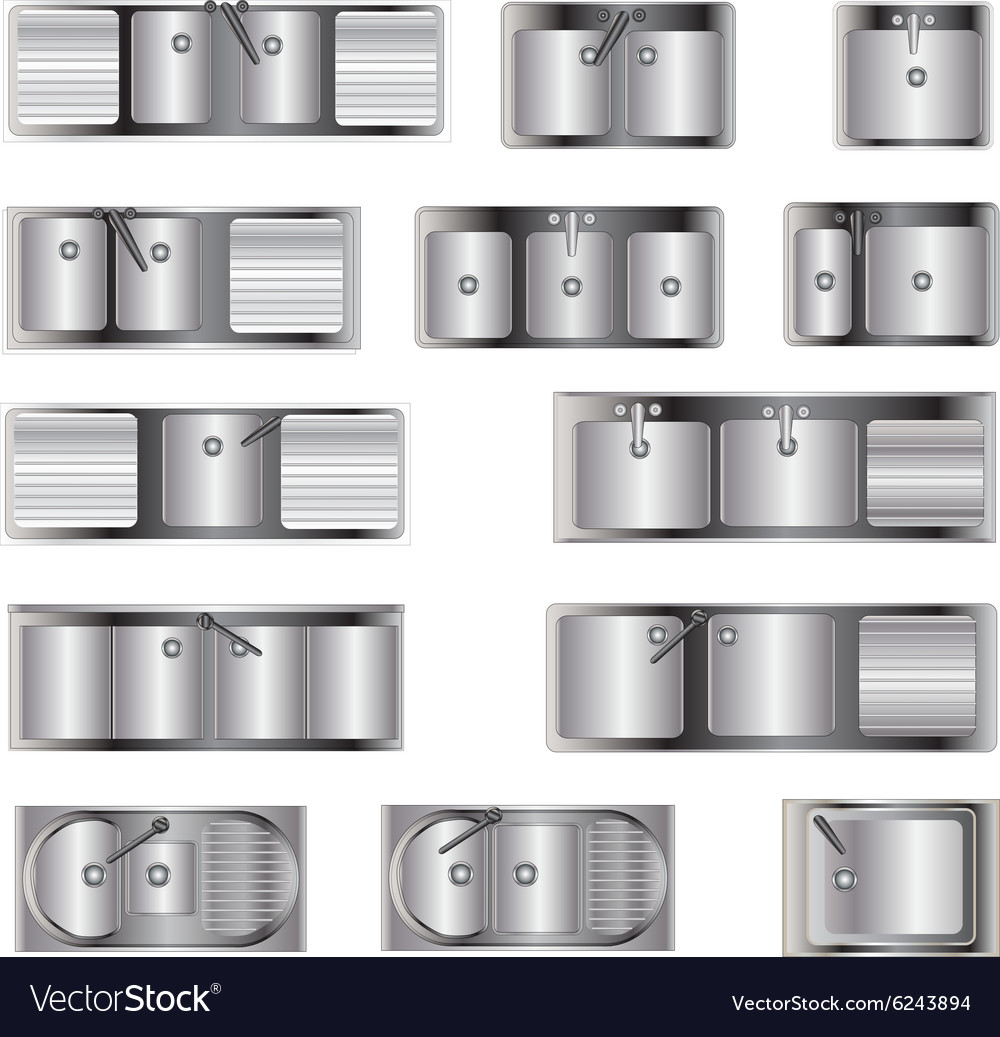 Kitchen Equipment Sinks Top View Set 2 Royalty Free Vector