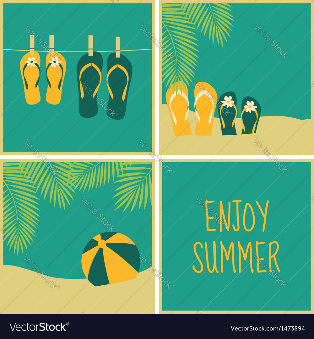 summer vacation greeting cards collection vector image vacation greeting cards