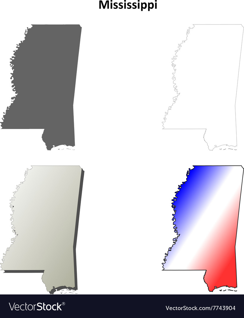 Mississippi outline map set