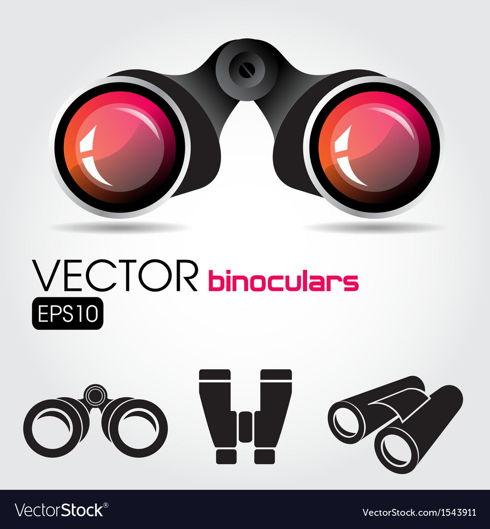 Black binocular with red lenses Royalty Free Vector Image