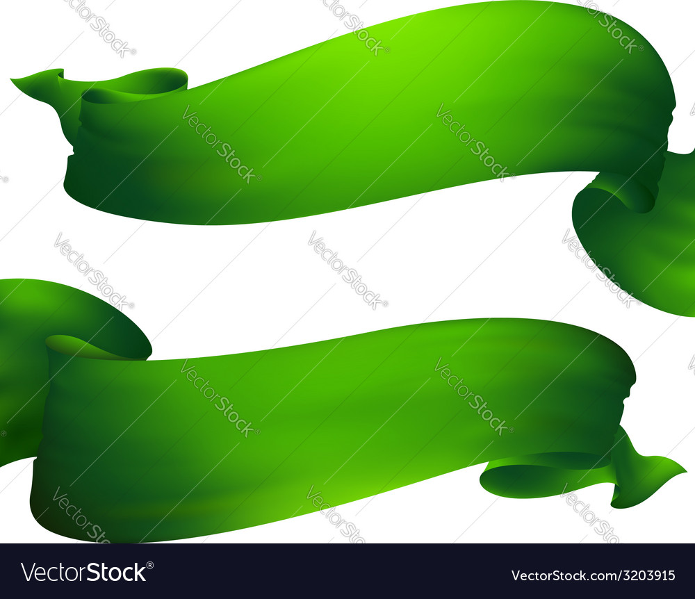 waving green ribbon banner drawing royalty free vector image green ribbon banner