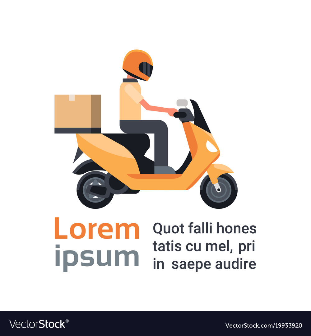 Download Motorcycle delivery service man courier riding Vector Image