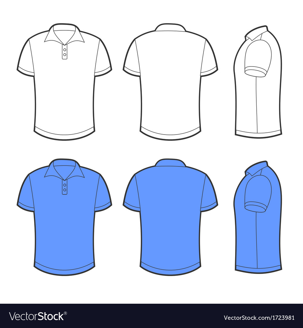 Front back and side views of blank polo Royalty Free Vector