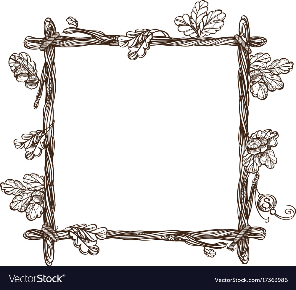 Download Square frame of oak branches with leaves Vector Image
