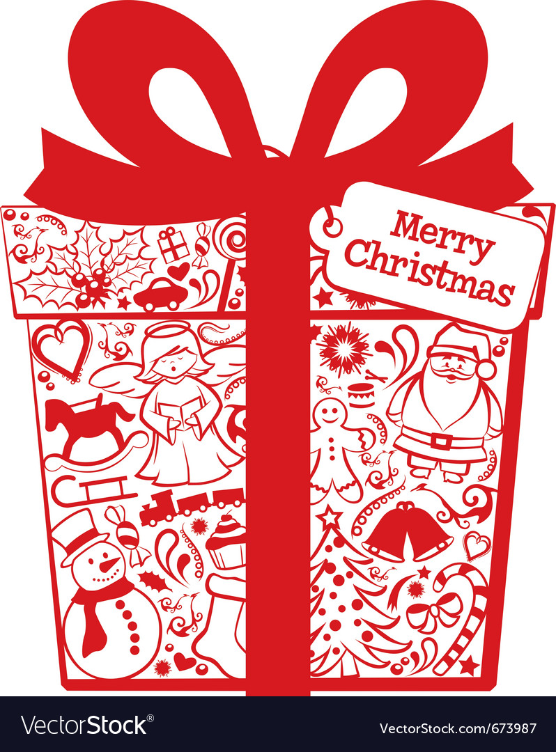 Christmas gift box Royalty Free Vector Image - VectorStock