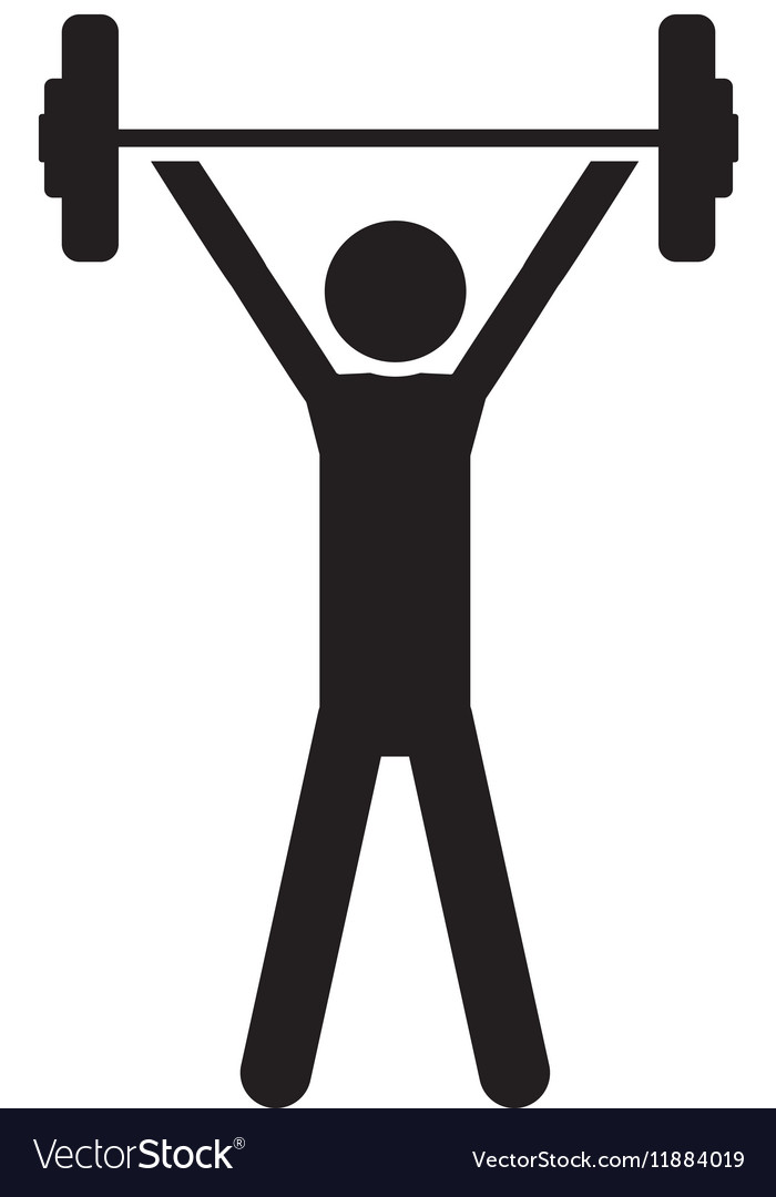 silhouette monochrome with man weightlifting vector image