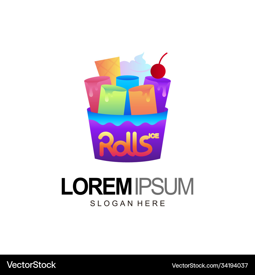 Ice cream rolls logo Royalty Free Vector Image