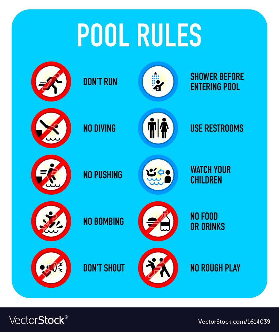 Pool rules signs Royalty Free Vector Image VectorStock