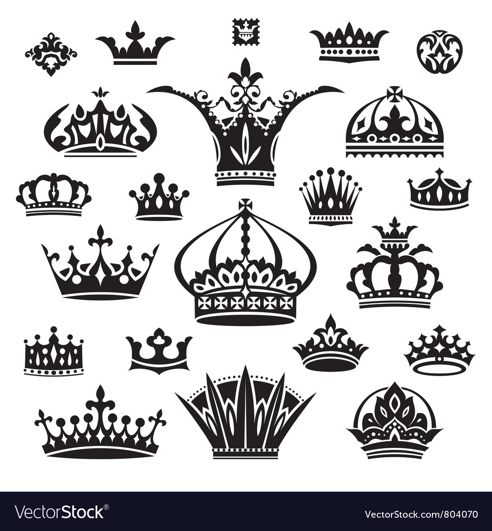 Set of different crowns Royalty Free Vector Image