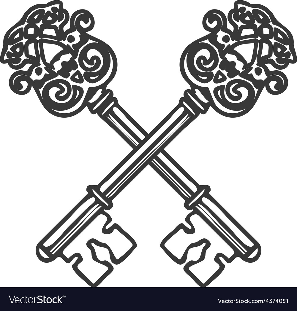 Crossed Keys isolated on white background Vector Image