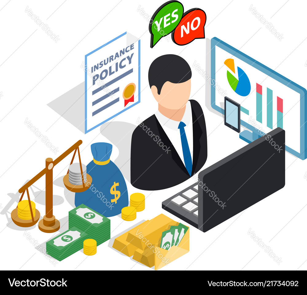 Broker clip art set isometric style Royalty Free Vector