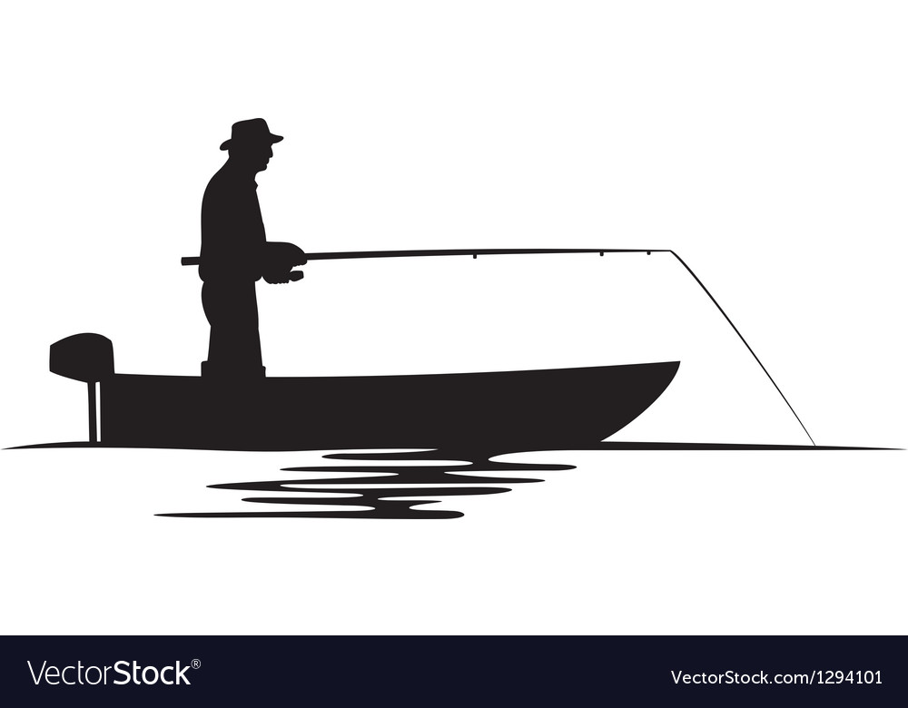 Download Fisherman in a boat silhouette Vector Image by Tribaliumvs ...