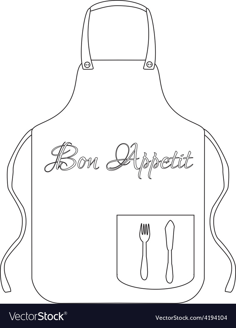 Outline drawings kitchen apron Royalty Free Vector Image Outline drawings kitchen apron Royalty Free Vector Image