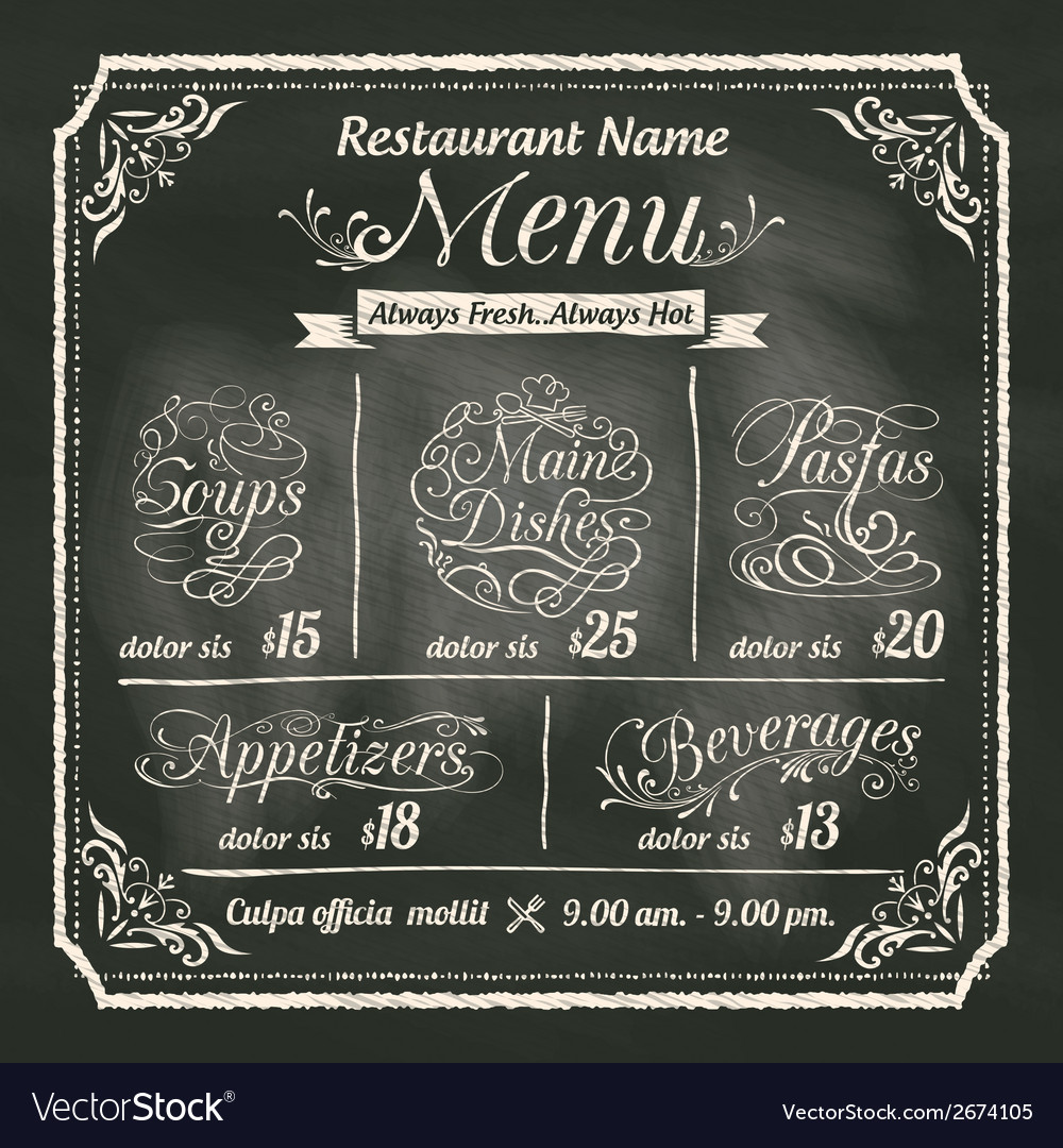 restaurant food menu design chalkboard background vector 2674105