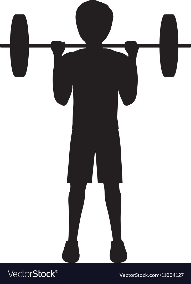 silhouette man weightlifting second position vector image