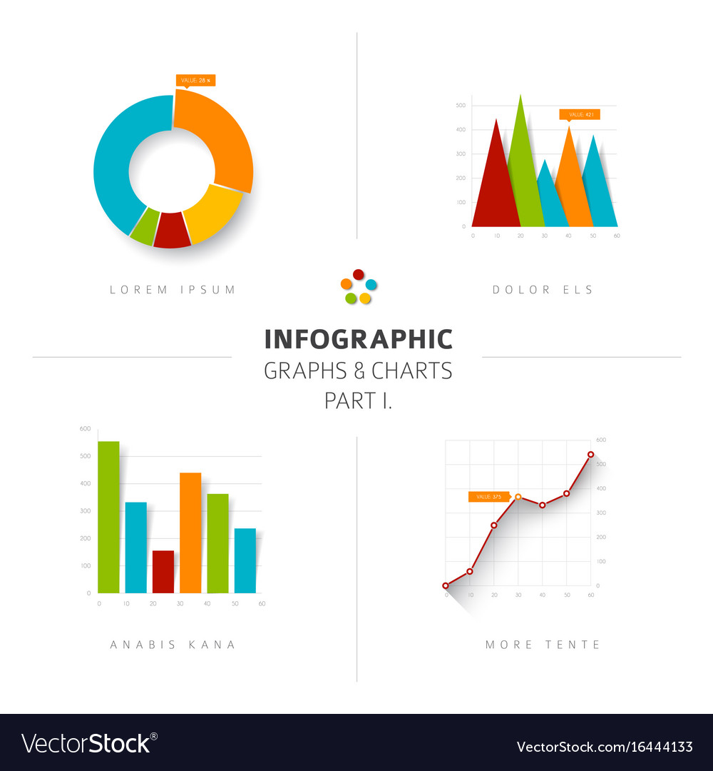 set of flat design infographic charts and graphs vector image graphic design charts and graphs