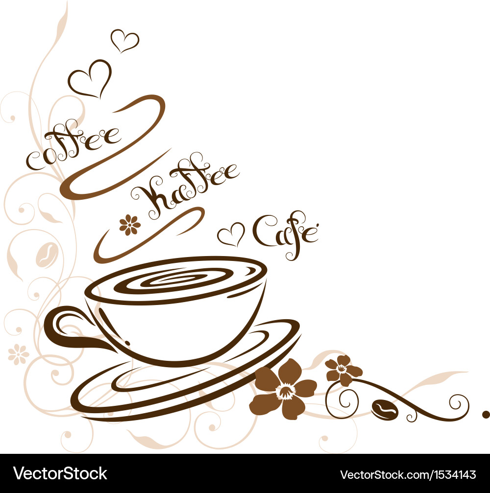 Coffee cafe border floral Royalty Free Vector Image