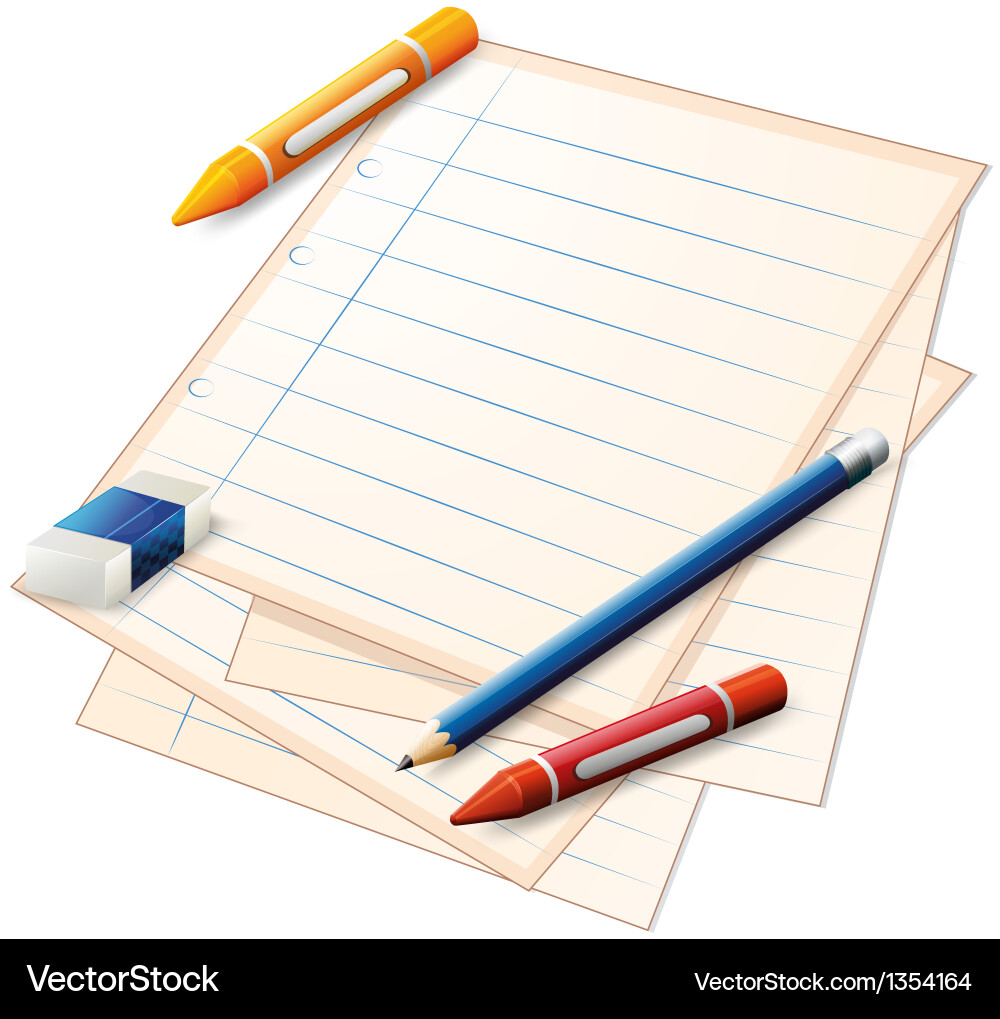 Paper crayons pencils Royalty Free Vector Image VectorStock