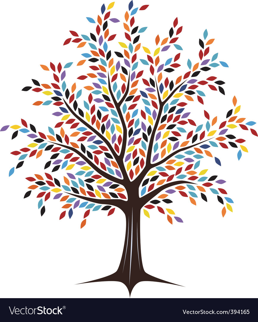Colored tree Royalty Free Vector Image - VectorStock