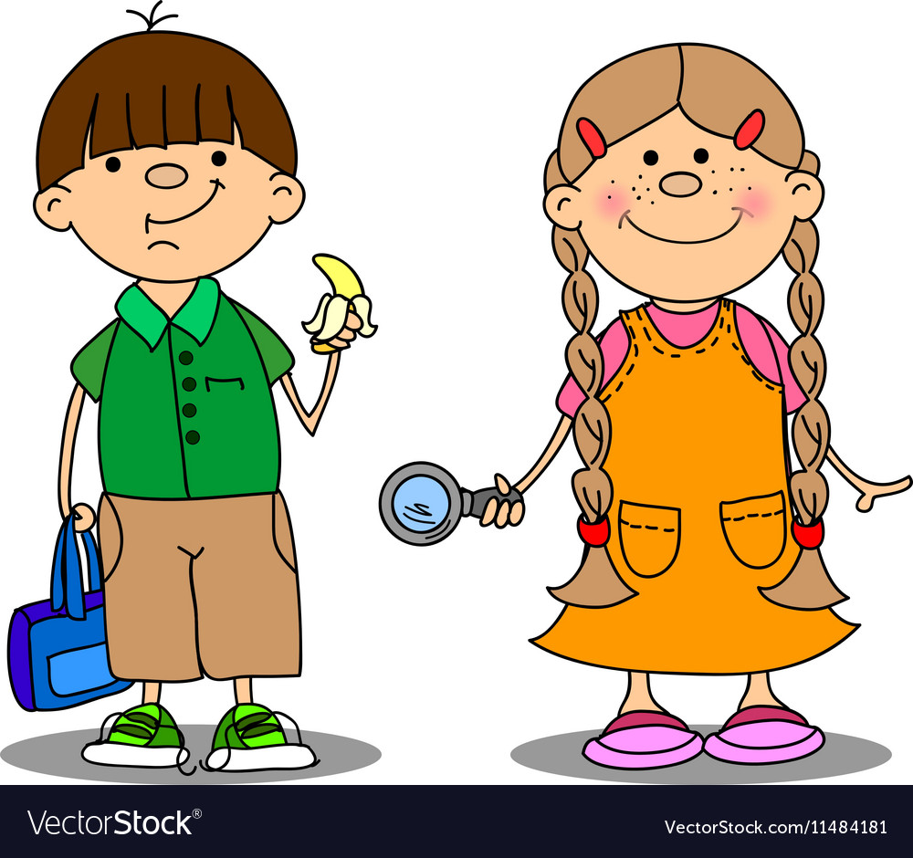 Cute School Boy And School Girl Drawing Royalty Free Vector Cute School Boy And School Girl Drawing Royalty Free Vector