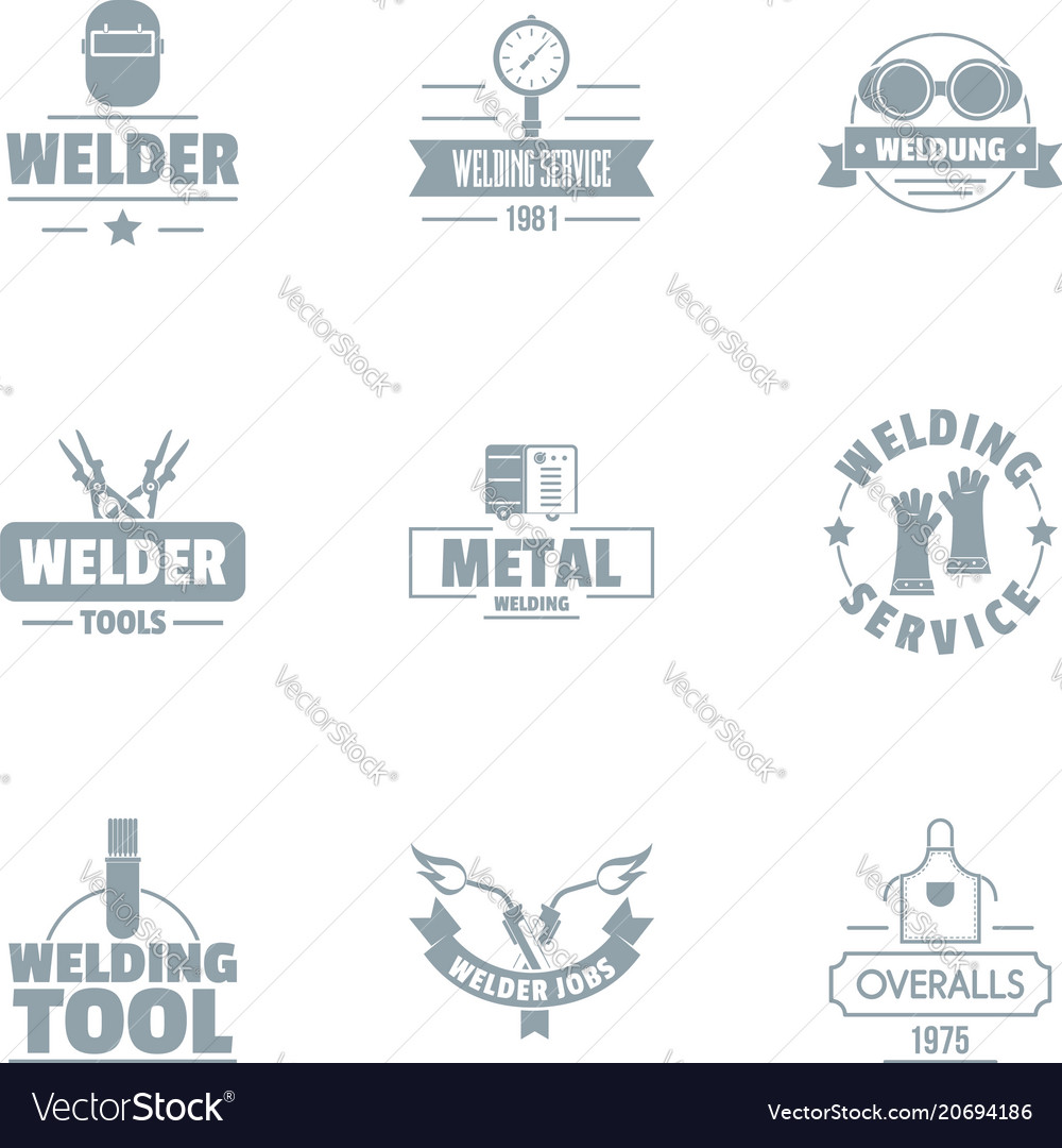Welding logo set simple style Royalty Free Vector Image