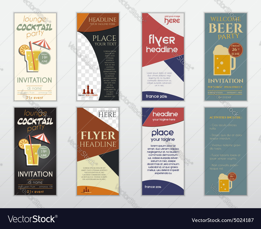 set of flyer layout templates cocktail lounge vector image flyer layout templates