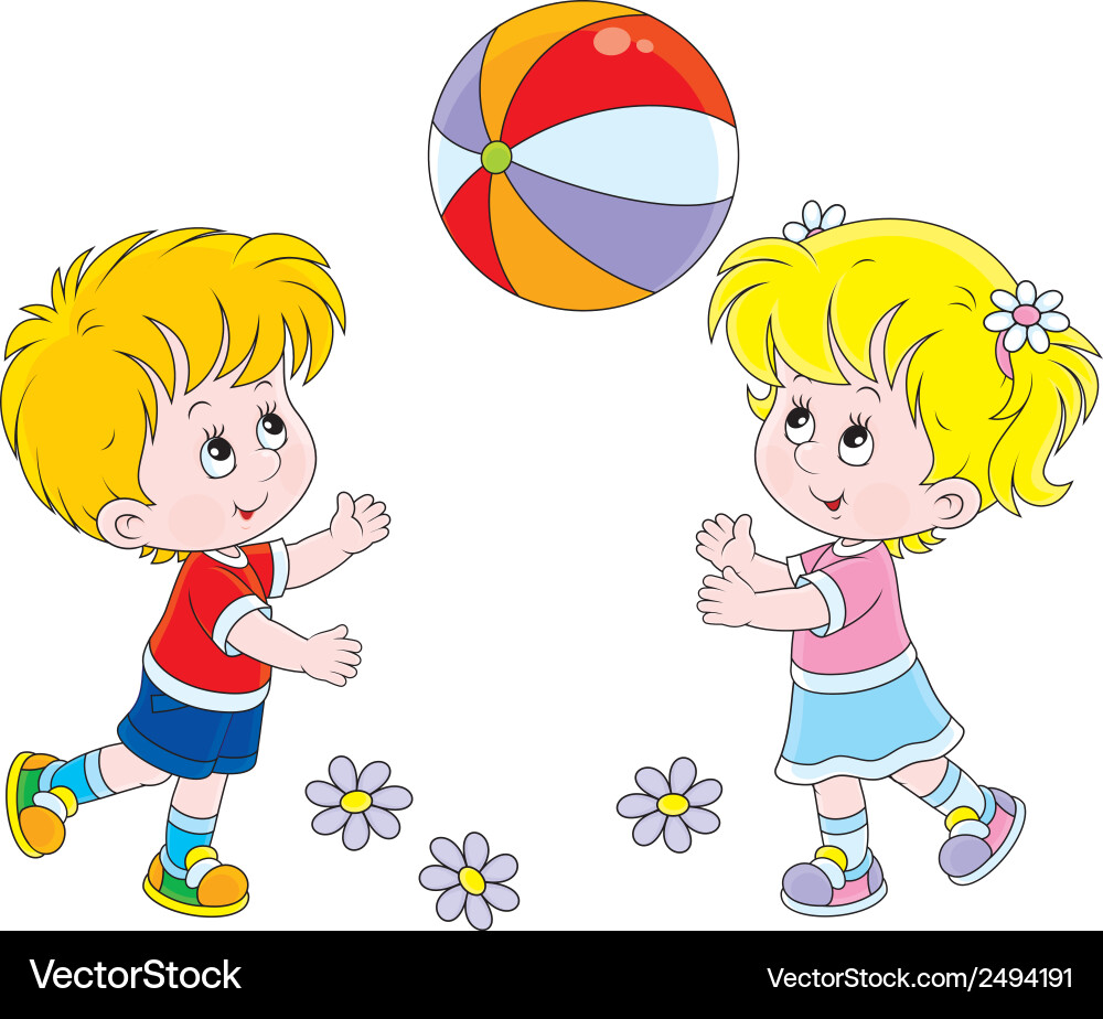 Children playing a ball Royalty Free Vector Image