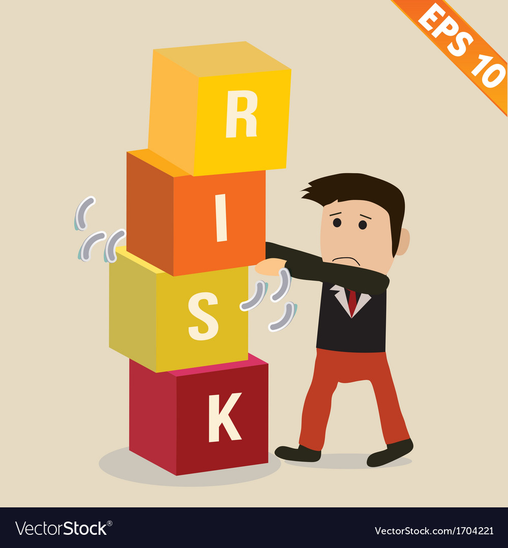 Cartoon Businessman with risk management concept