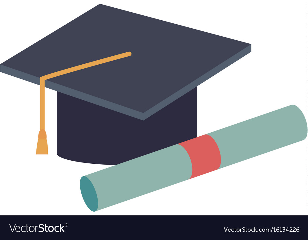 graduation cap diploma certificate school vector image