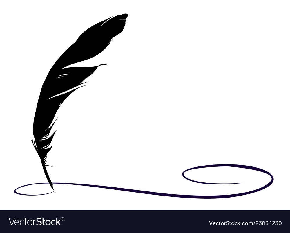 Feather with ink Royalty Free Vector Image VectorStock