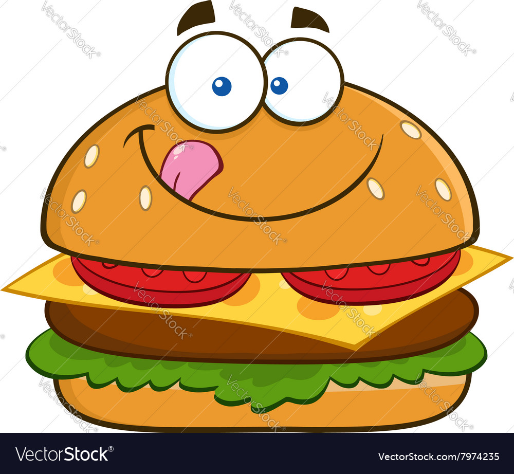 Hungry Burger Cartoon Royalty Free Vector Image
