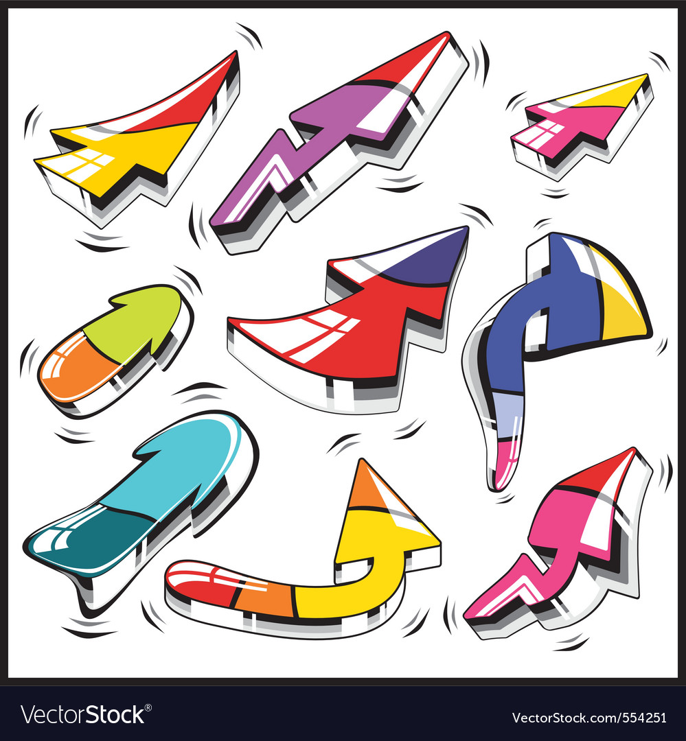 3d graffiti arrows Royalty Free Vector Image VectorStock