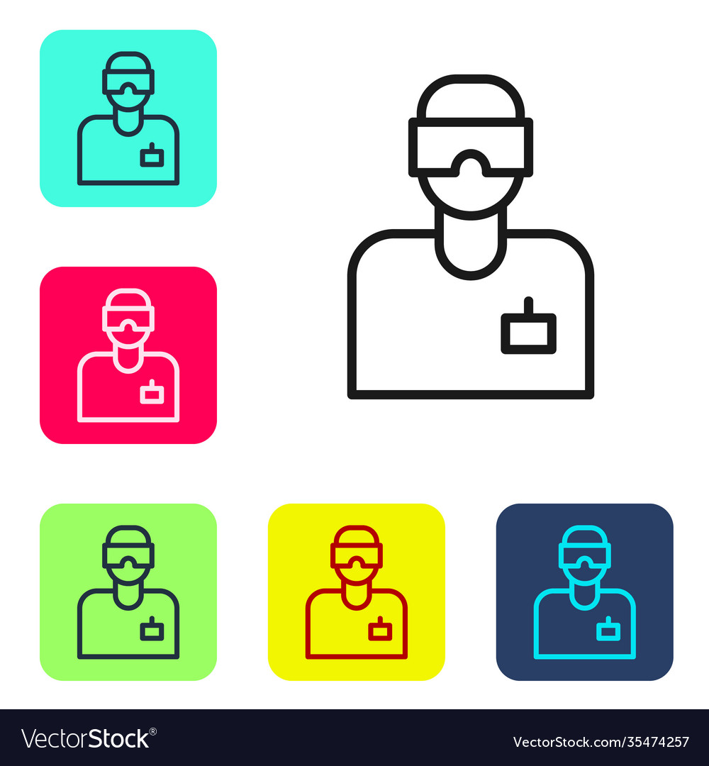 Black line laboratory assistant icon isolated Vector Image