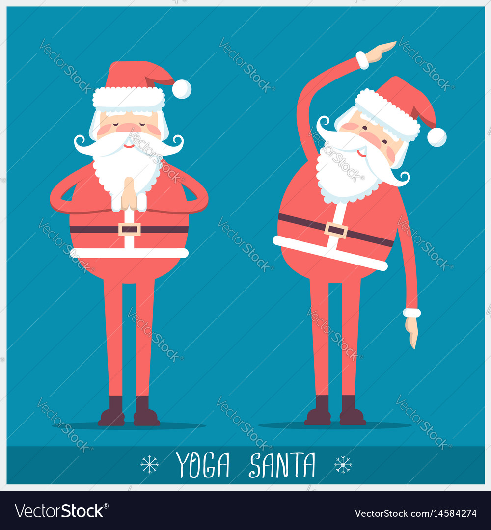 Santa Claus Doing Yoga Christmas Card Vector Image Santa Claus Doing Yoga Christmas Card Vector Image