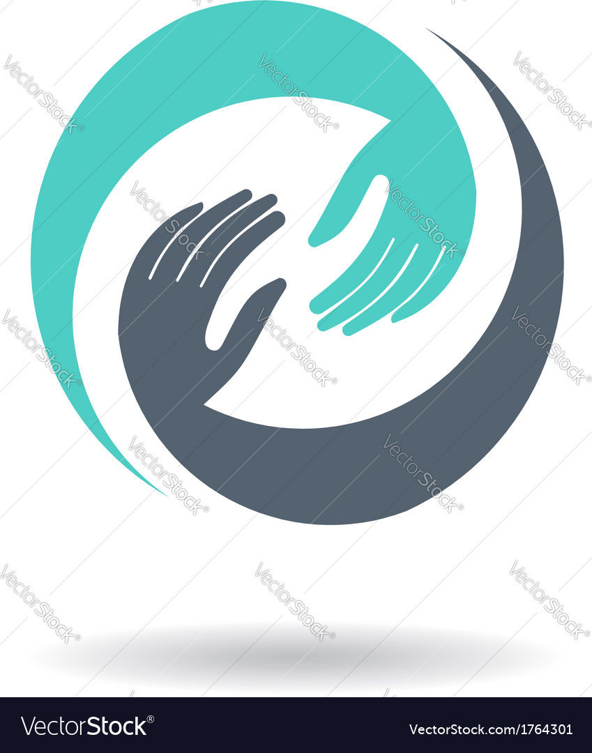 Hands in Circle logo Royalty Free Vector Image