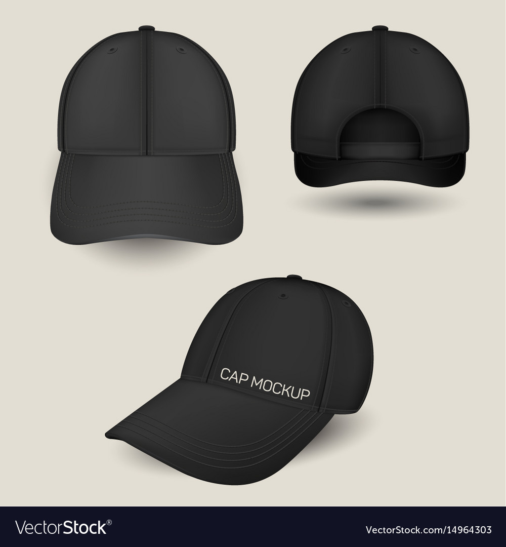 Download Black caps mockup in front side and back views Royalty ...