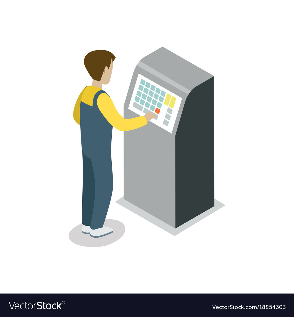 Operator assembly line isometric 3d icon Vector Image