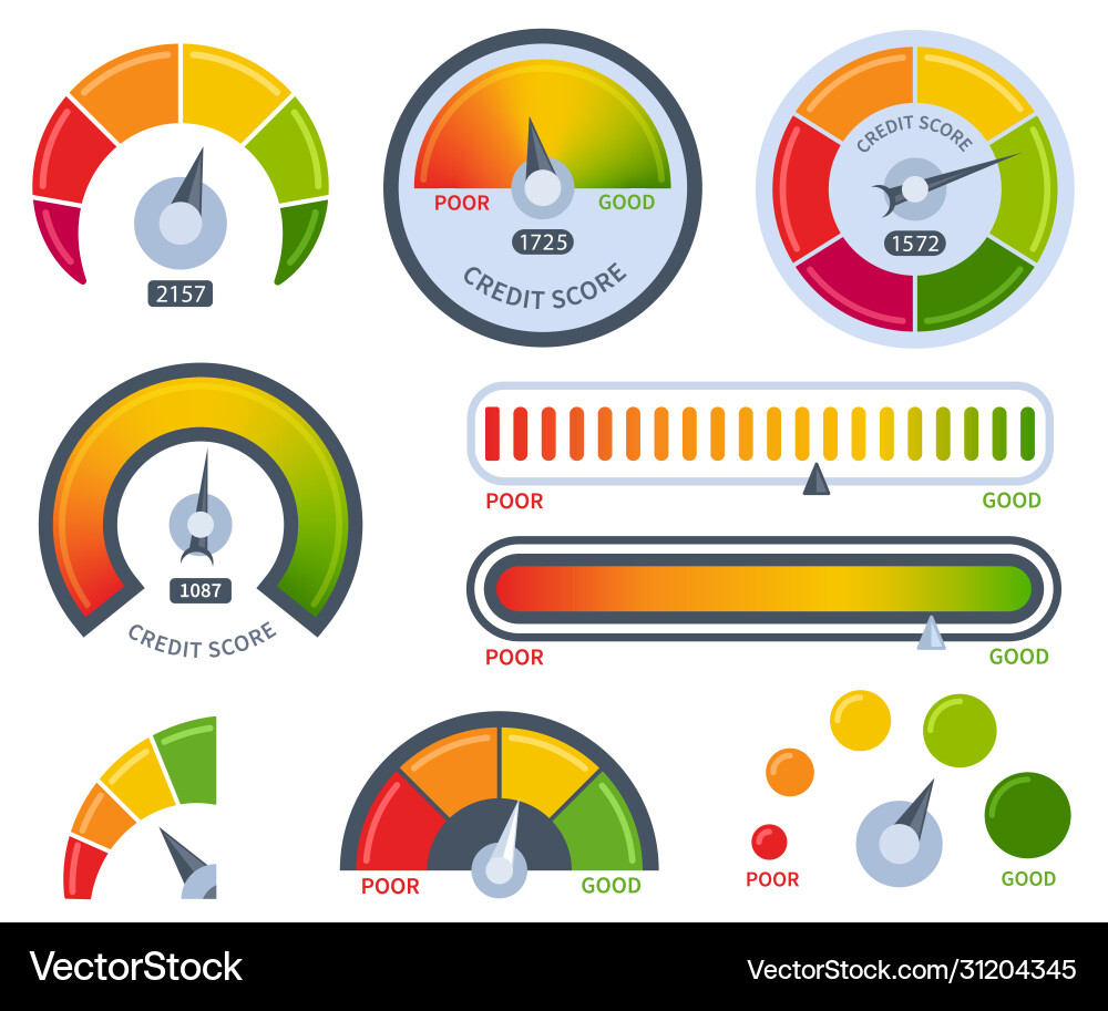 Credit score bad or good meter set Royalty Free Vector Image