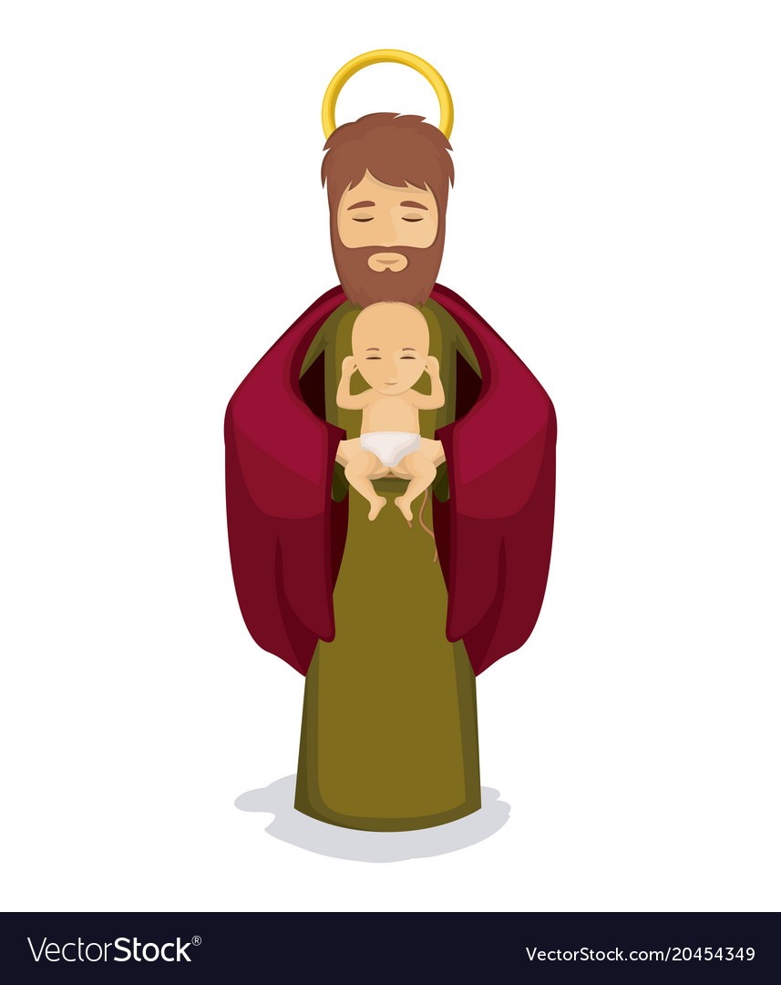 Isolated baby jesus and joseph design vector image