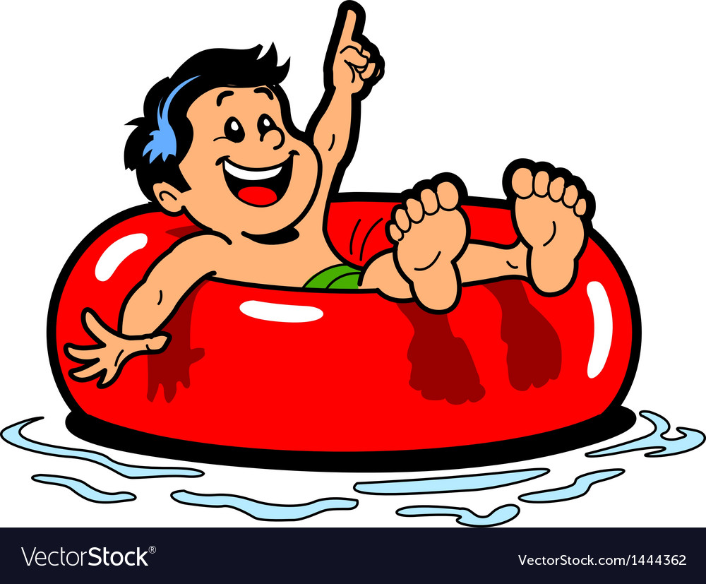 Boy Floating Inner Tube Royalty Free Vector Image