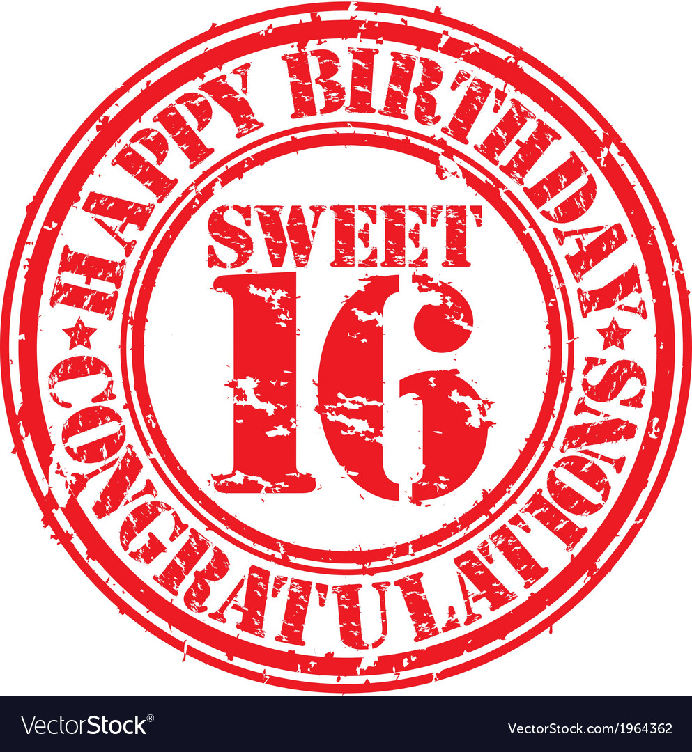 Download Happy birthday sweet 16 grunge rubber stamp Vector Image