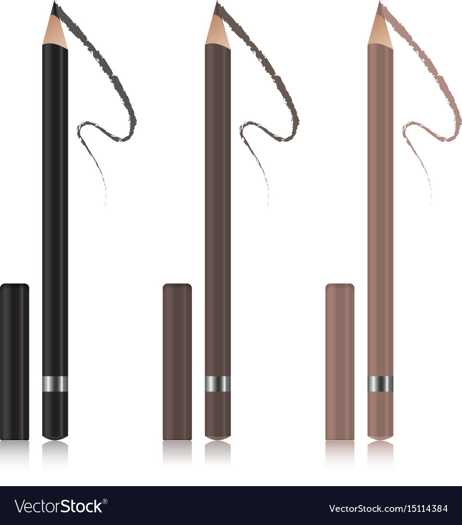 Set of eyeliner eyebrow pencil mockup package Vector Image